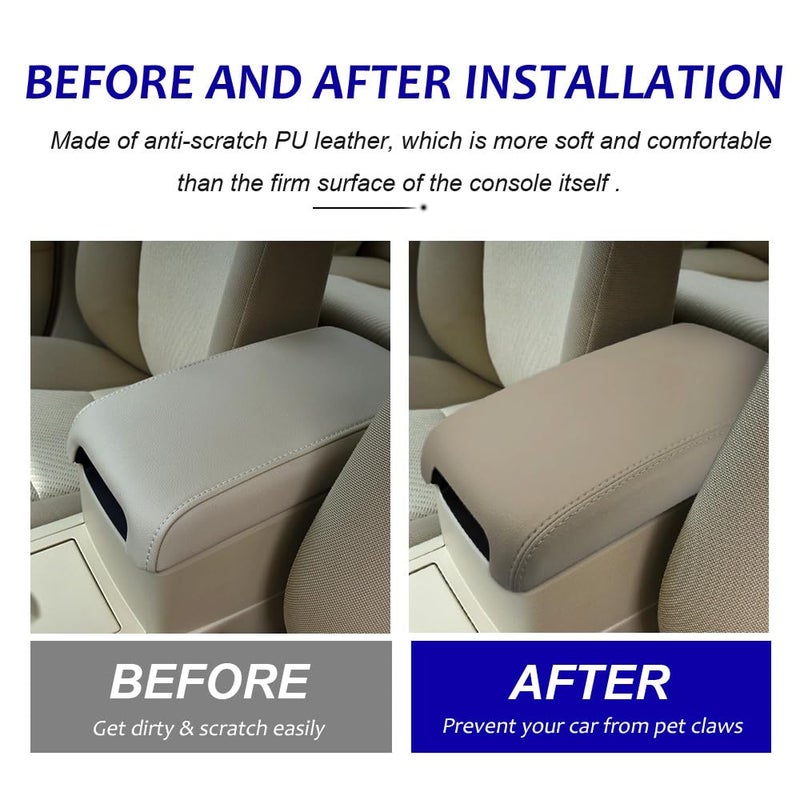 DEYTOP Console Armrest Cover for Toyota Camry 2012-2017 Accessories Car Center Console Cover for 2012 2013 2014-2017 Camry Anti-Scratch Leather Armrest Pad (Beige) - Image 2